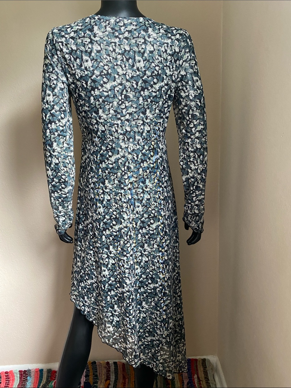 Oak & Trellis Sheer Chic Asymmetrical V-Neck Dress - Picture 8 of 14